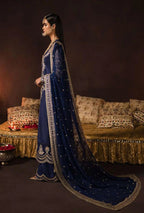 Velvet Embroidered 3-Piece Suit with Net Dupatta
