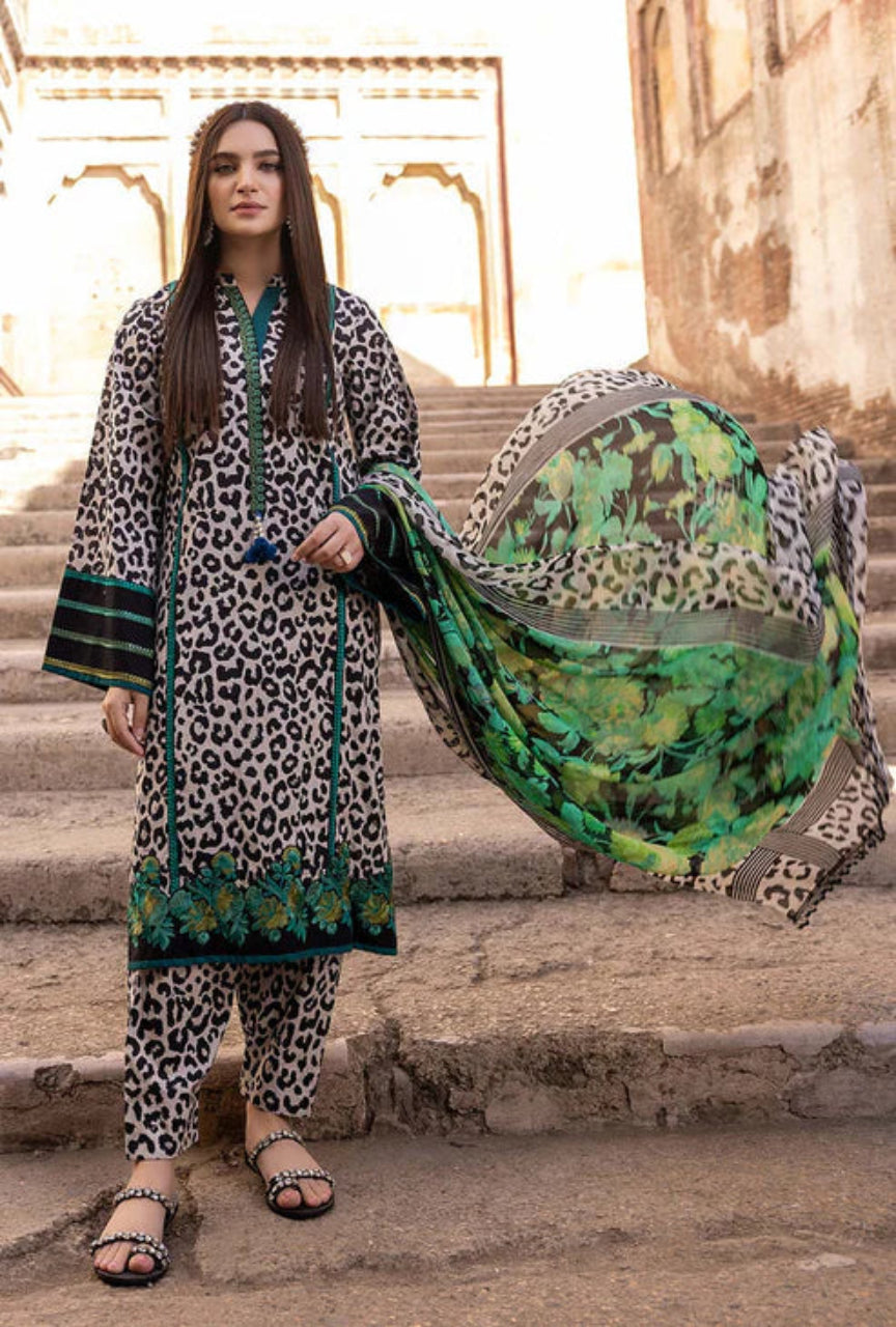Unstitched 3 Piece Digital Printed Lawn Suit with Printed Lawn Dupatta