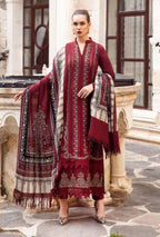 3 Piece Unstitched Heavy Embroidered Dhanak Suit with Dhanak Printed Wool Shawl