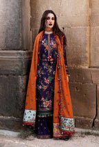 3 Piece Unstitched Heavy Embroidered Dhanak Wool Suit ( Heavy Emb Dhanak Shawl )