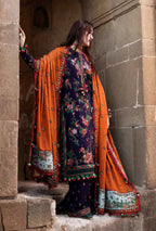 3 Piece Unstitched Heavy Embroidered Dhanak Wool Suit ( Heavy Emb Dhanak Shawl )