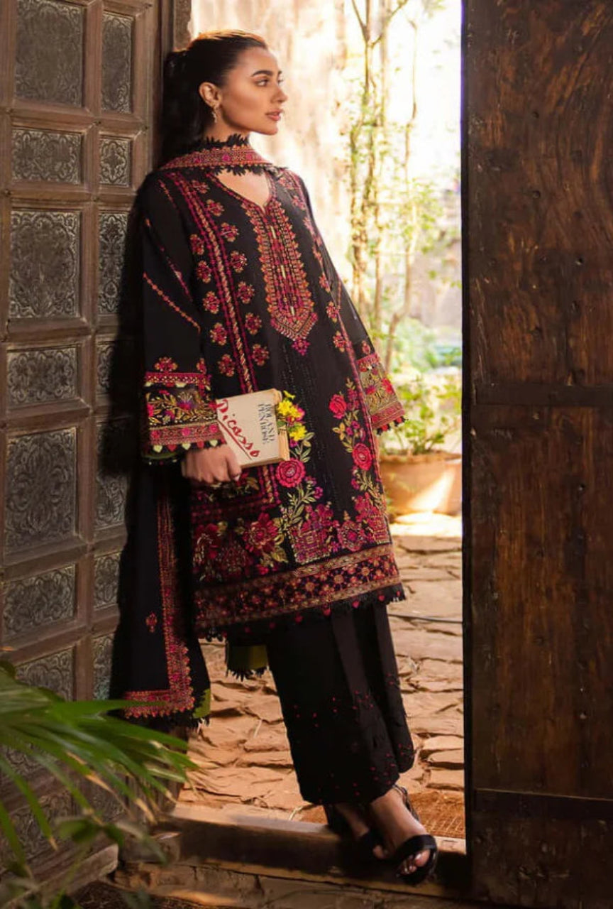 3 Piece Unstitched Heavy Emb Dhanak Suit with Heavy Emb Dhanak Wool Shawl