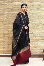 Unstitched Heavy Embroidered Dhanak Suit 3 piece-with Wool Shawl