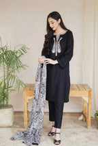 Dhanak Stuff Embroided Dress 3 PEC With Printed Woolen Shawl