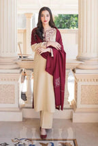 Dhanak Stuff 3 PEC Embroided Dress With Embroidered Dhanak Shawl