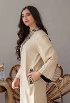 3 Piece Unstitched Embroidered Dhanak Suit with Dhanak Wool shawl