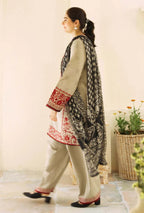 Unstitched Embroidered Dhanak Suit 3 PEC with Printed Woolen Shawl
