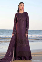 Unstitched 3 PEC Fully Embroidered Dhanak Suit with Heavy Emb Dhanak Wool Shawl