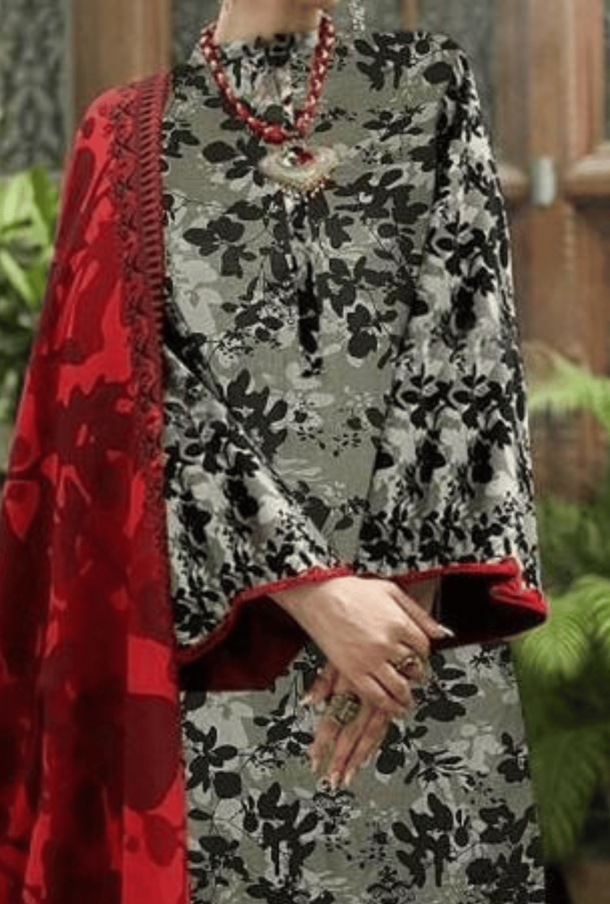 Women Unstitched— Digital Linen 3-Piece & cutwork embroidery