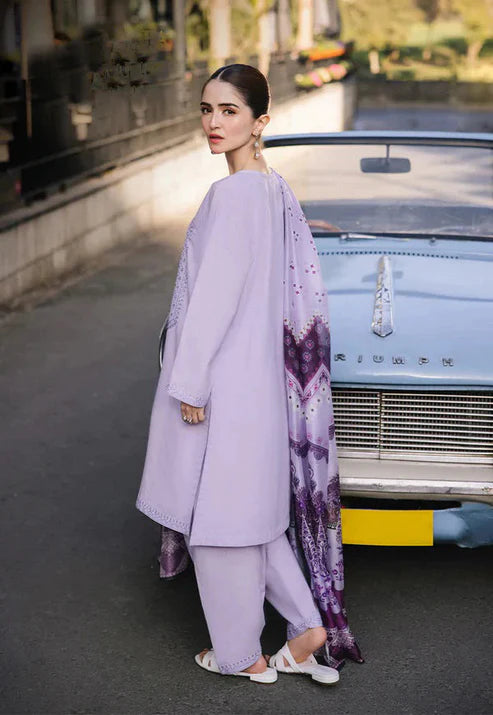 Unstitched 3 Piece Embroidered Lawn Suit With Polly Lawn Dupatta