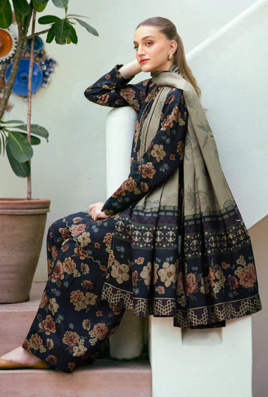 Unstitched 3 Piece Digital Printed Lawn Suit with Printed Lawn Dupatta