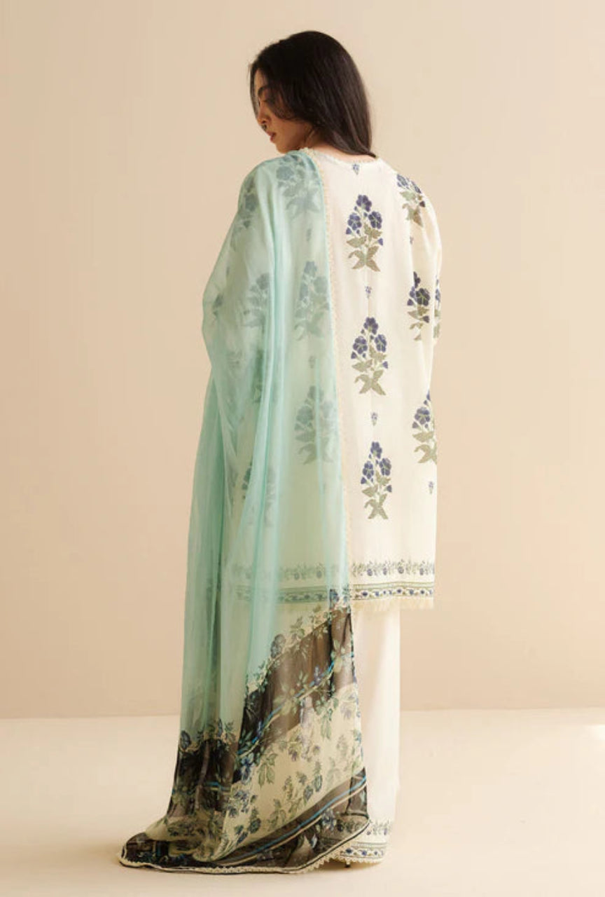 Unstitched 3 Piece Digital Printed Lawn Suit with Printed Polly Lawn Dupatta