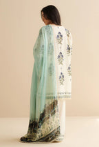 Unstitched 3 Piece Digital Printed Lawn Suit with Printed Polly Lawn Dupatta