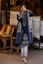 Unstitched 3 Piece Fully Embroidered Dhanak Suit with Printed Wool Shawl