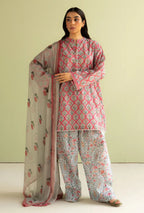 Unstitched 3 Piece Digital Printed Lawn Suit with Printed Polly Lawn Dupatta