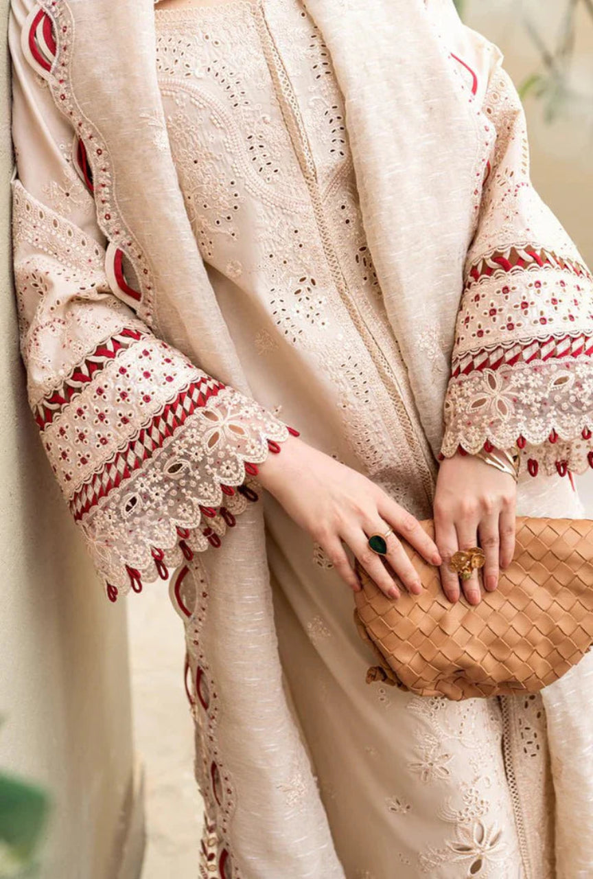 Unstitched 3 Piece Fully Embroidered Chickan Kari Lawn Suit With Emb Cotton Net Dupatta