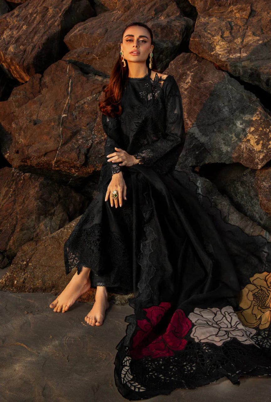 Unstitched 3 Piece Fully Embroidered Lawn Suit With Emb Organza Dupatta