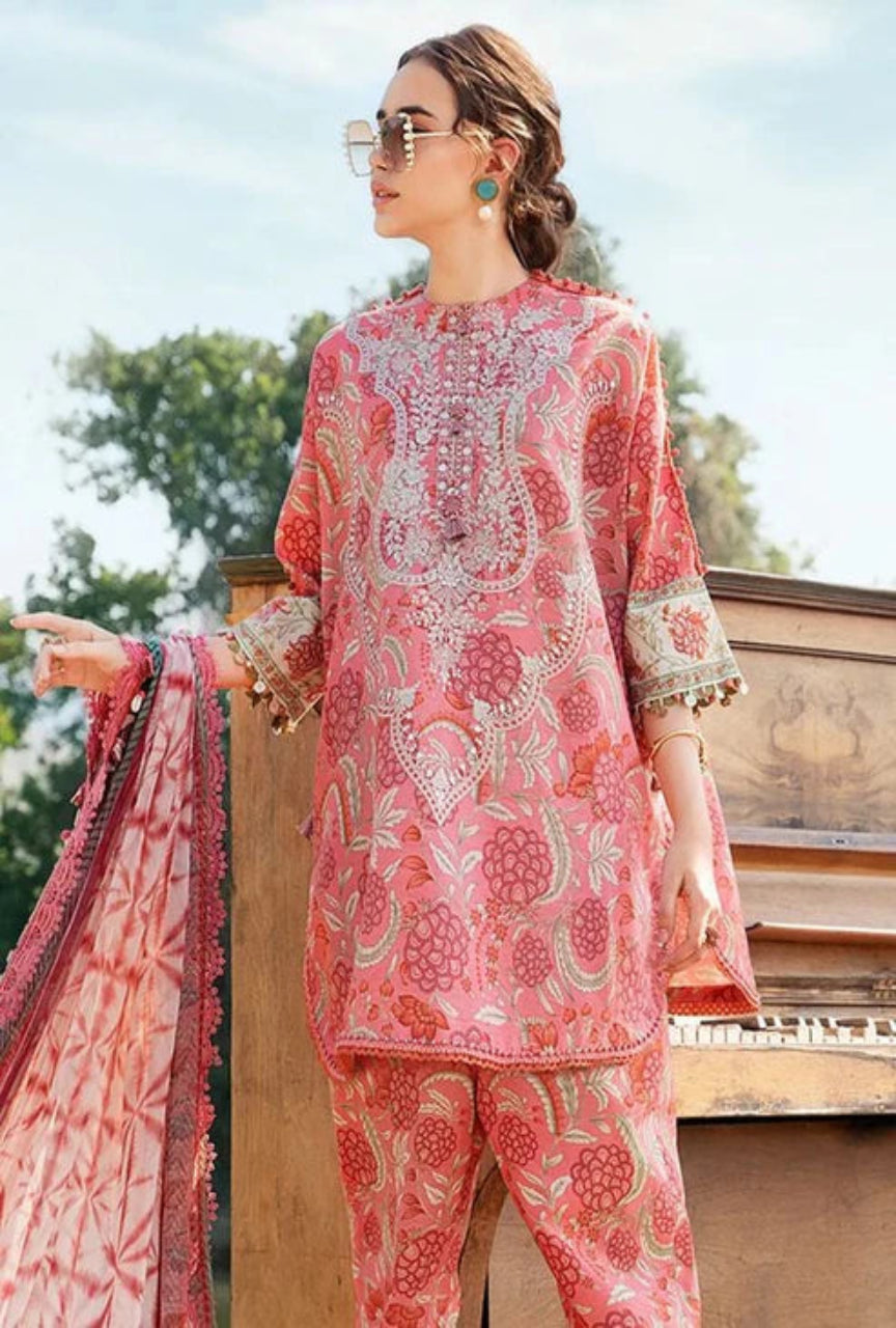 Unstitched 3 Piece Digital Printed Lawn Suit with Printed Lawn Dupatta