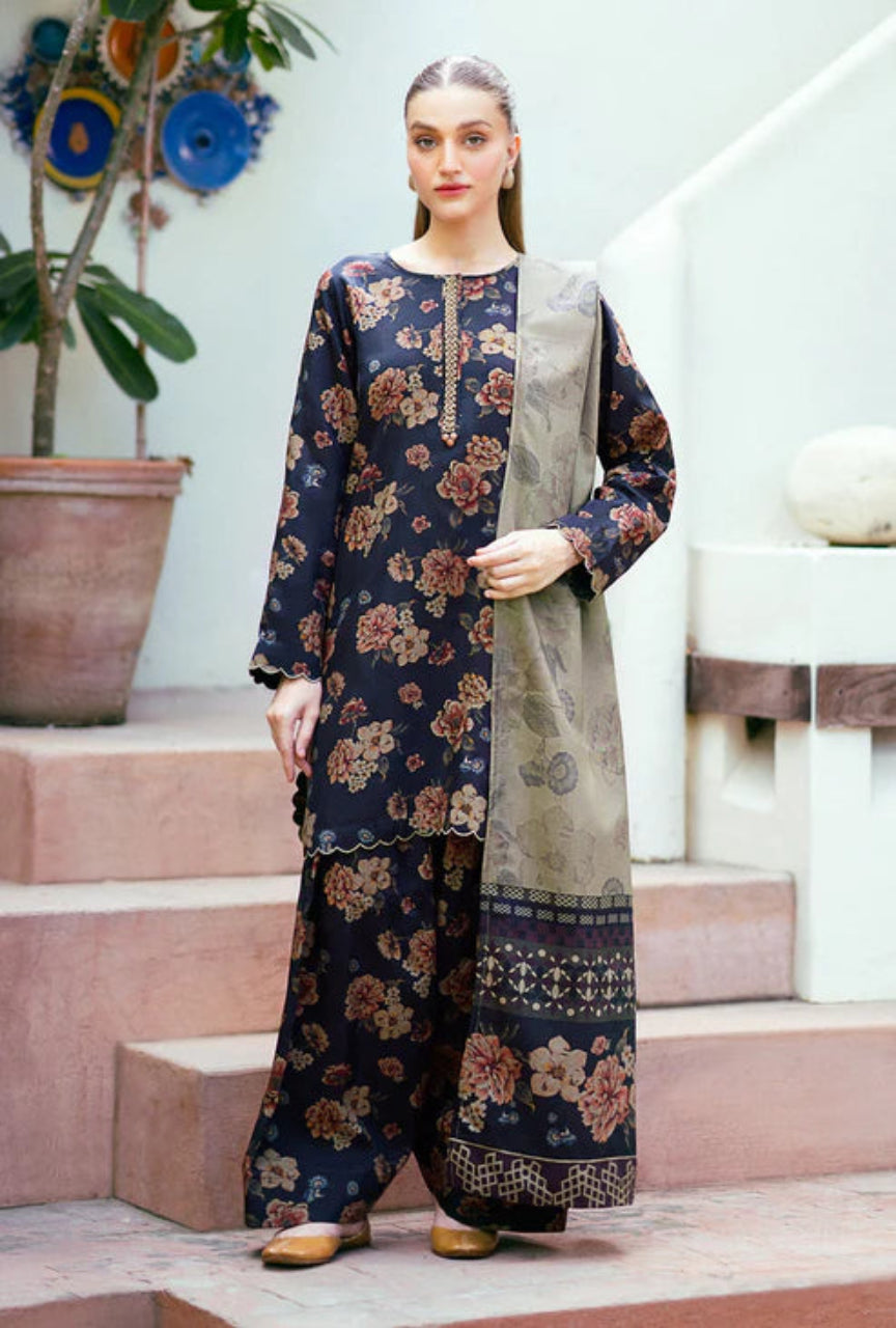 Unstitched 3 Piece Digital Printed Lawn Suit with Printed Lawn Dupatta