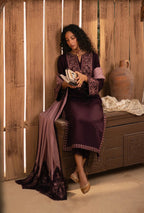 Unstitched 3 Piece Embroidered Dhanak Suit with Embroidered Dhanak Shawl