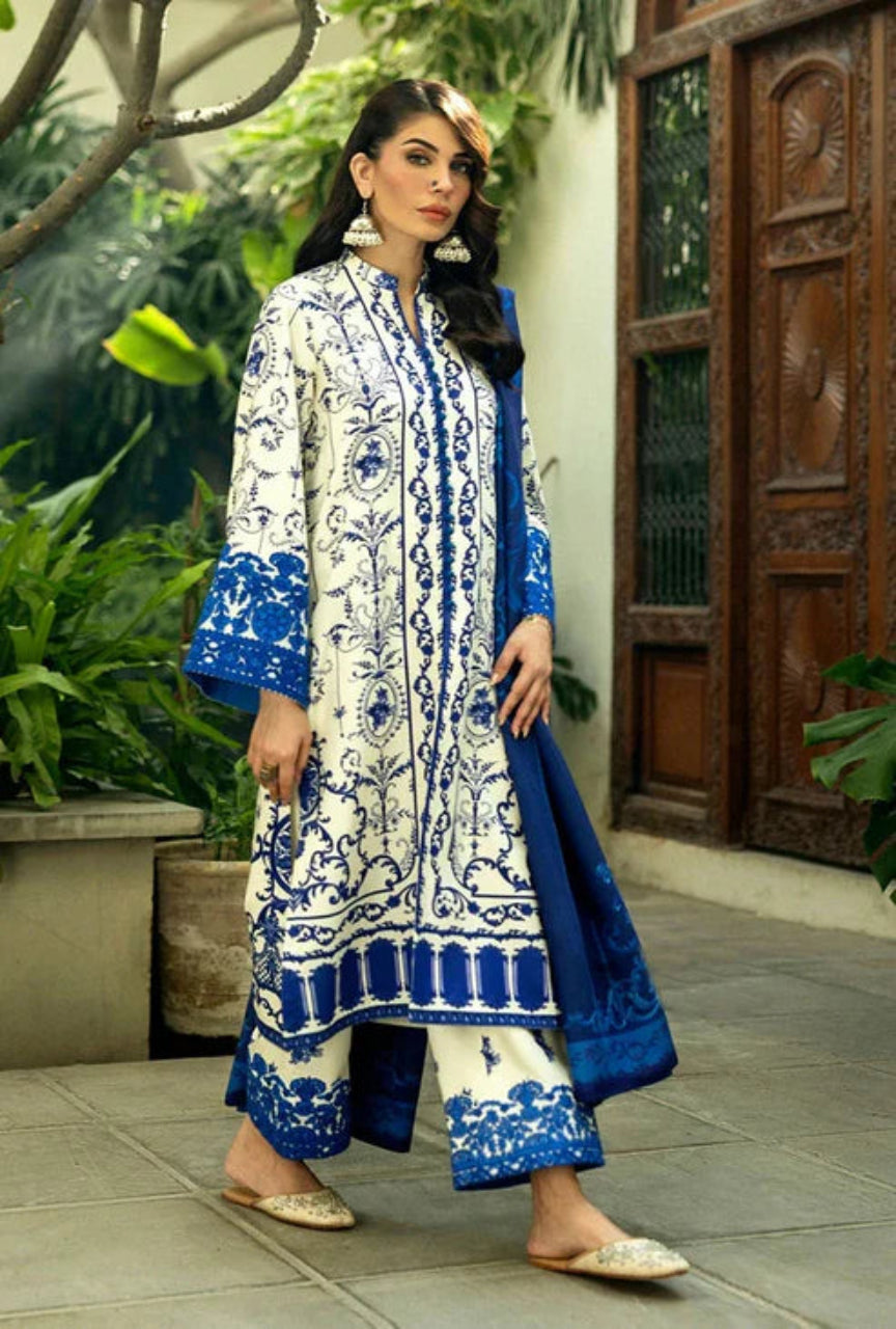 Unstitched 3 Piece Digital Printed Lawn Suit with Printed Lawn Dupatta