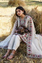 Unstitched 3 Piece Fully Embroidered Dhanak Suit with Embroidered Dhanak Shawl
