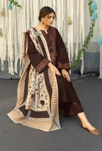 Unstitched 3 Piece Fully Embroidered Dhanak Suit with Printed Dhanak Shawl
