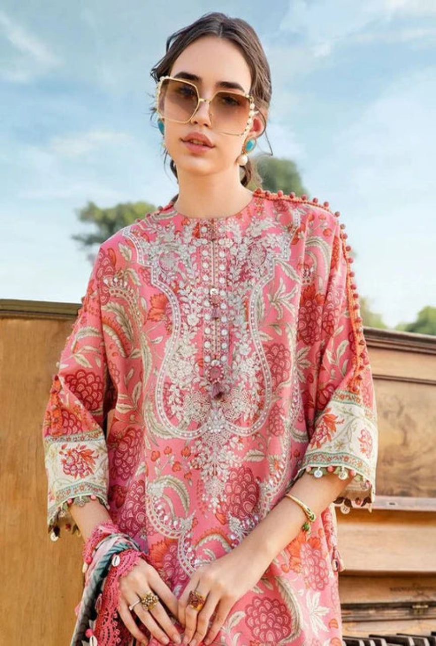 Unstitched 3 Piece Digital Printed Lawn Suit with Printed Lawn Dupatta