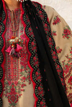 3PC Embroided Dhanak Shirt With Embroidered Wool Shawl