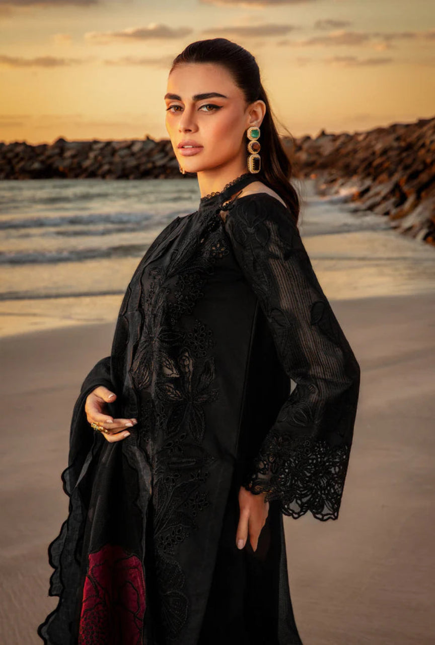 Unstitched 3 Piece Fully Embroidered Lawn Suit With Emb Organza Dupatta