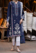 Unstitched 3 Piece Fully Embroidered Dhanak Suit with Printed Wool Shawl