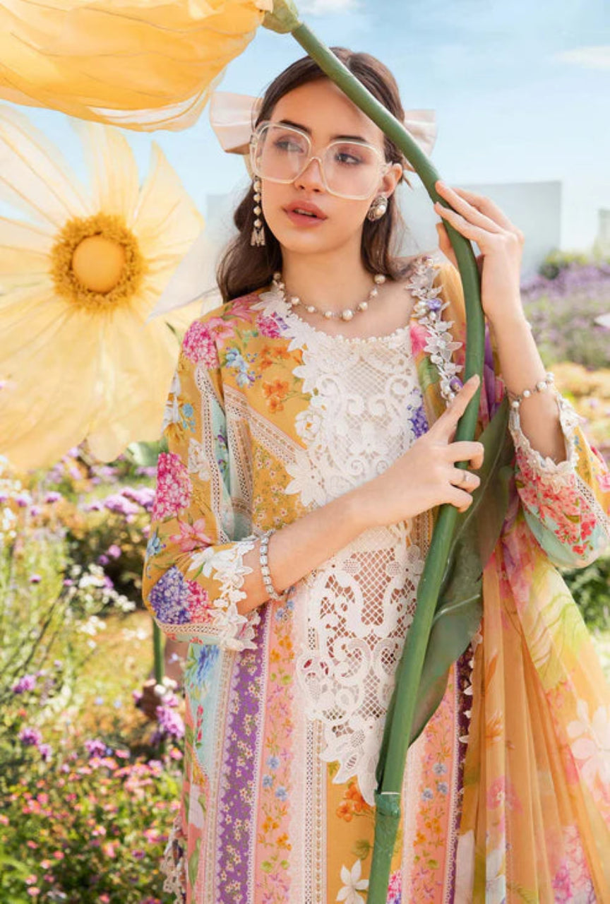 Unstitched 3 Piece Digital Printed Lawn Suit with Printed Lawn Dupatta