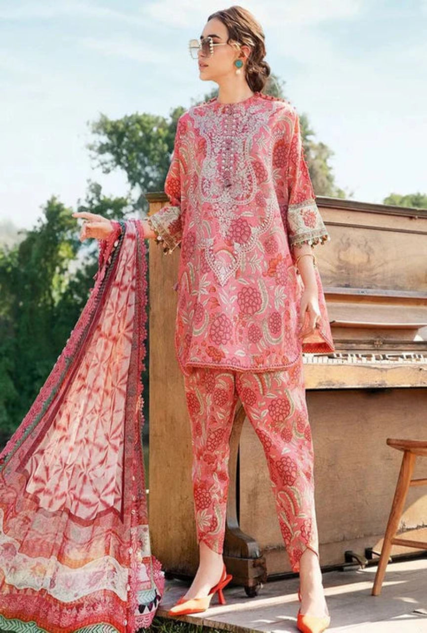 Unstitched 3 Piece Digital Printed Lawn Suit with Printed Lawn Dupatta
