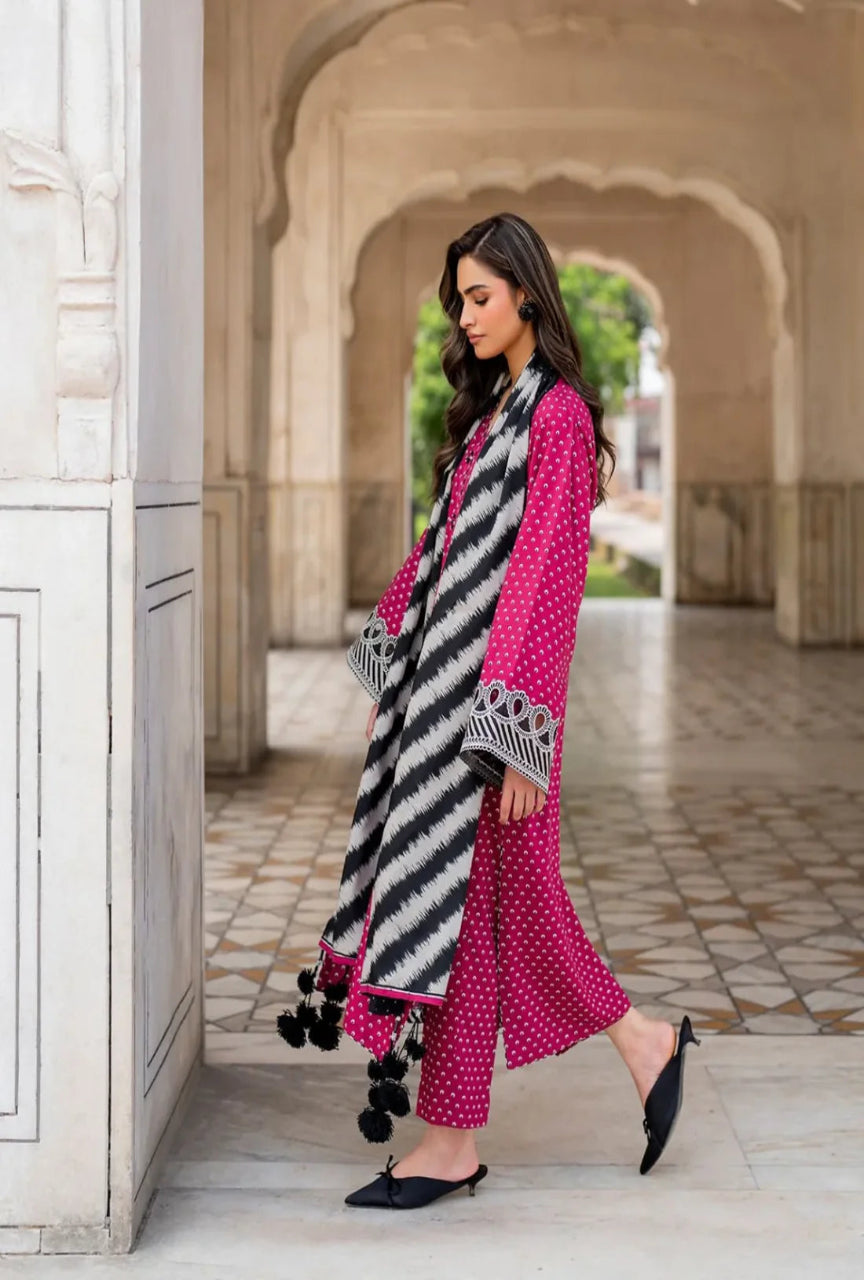 Unstitched 3 Piece Digital Printed Lawn Suit with Printed Lawn Dupatta