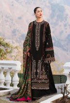 Unstitched 3 Piece Fully Embroidered Dhanak Suit with Printed Woolen Shawl