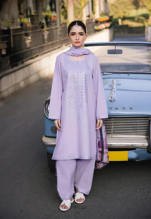 Unstitched 3 Piece Embroidered Lawn Suit With Polly Lawn Dupatta