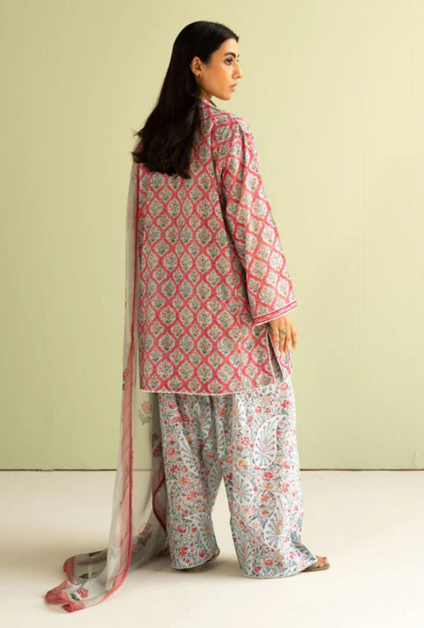 Unstitched 3 Piece Digital Printed Lawn Suit with Printed Polly Lawn Dupatta