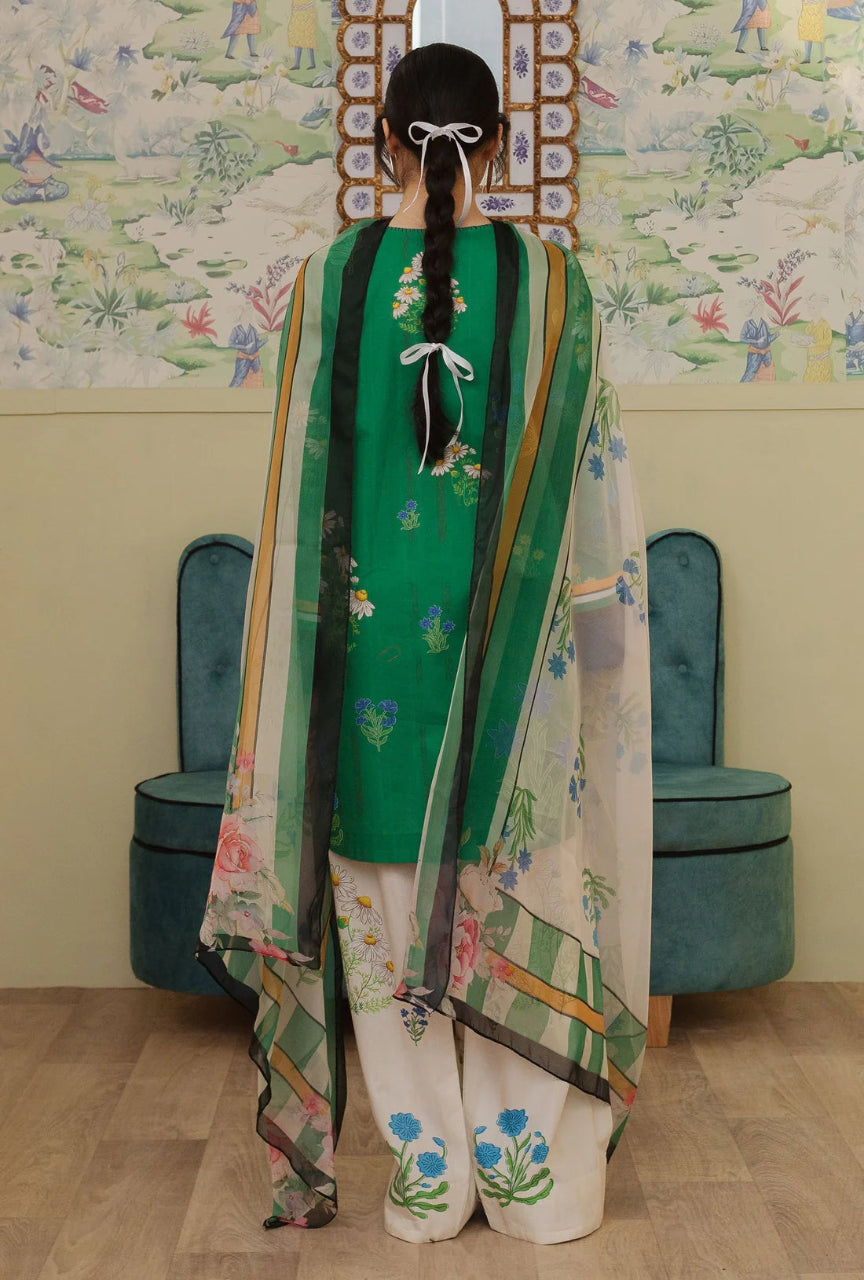 Unstitched 3 Piece Digital Printed Lawn Suit with Printed Polly Lawn Dupatta