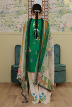 Unstitched 3 Piece Digital Printed Lawn Suit with Printed Polly Lawn Dupatta