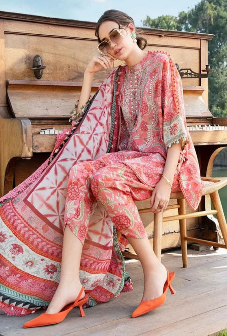 Unstitched 3 Piece Digital Printed Lawn Suit with Printed Lawn Dupatta