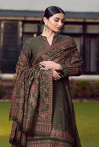 3PC Dhannak Heavy Embroidered Shirt With Embroidered Shawal bareeze
