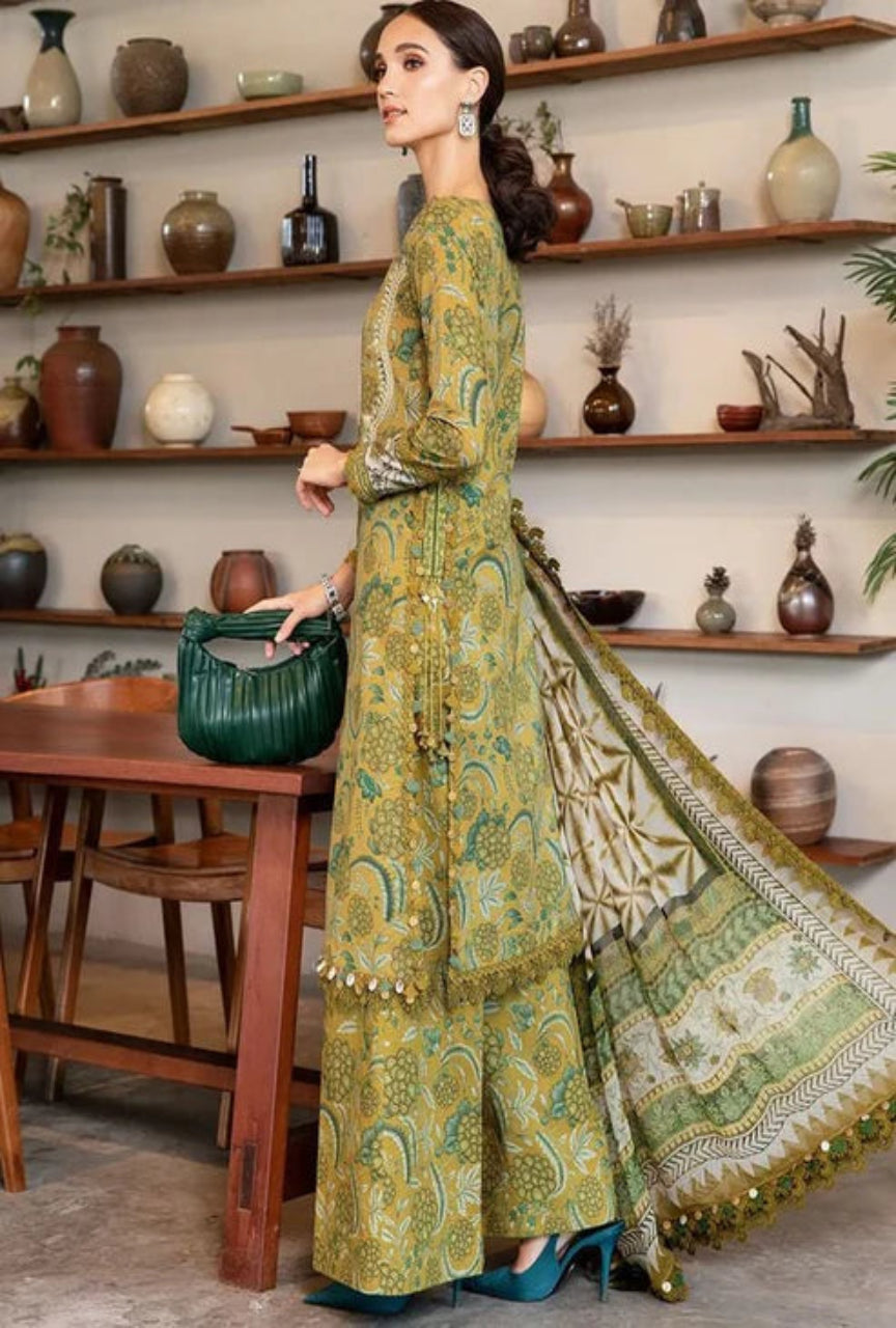 Unstitched 3 Piece Digital Printed Lawn Suit with Printed Lawn Dupatta