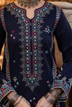 Unstitched 3 Piece Fully Embroidered Dhanak Suit with Printed Wool Shawl