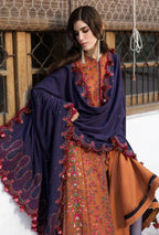 Unstitched 3 Piece Fully Embroidered Dhanak Suit with Embroidered Dhanak Shawl