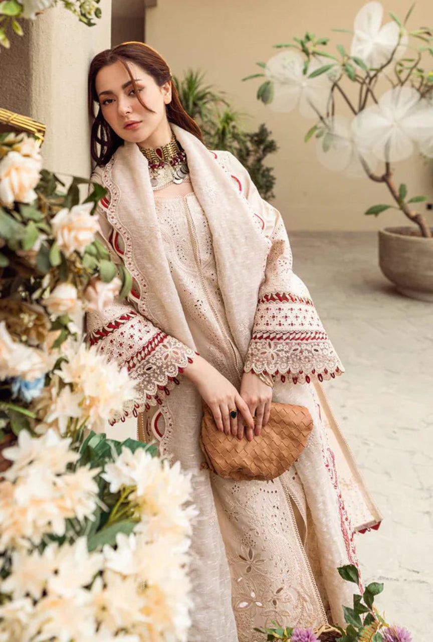 Unstitched 3 Piece Fully Embroidered Chickan Kari Lawn Suit With Emb Cotton Net Dupatta
