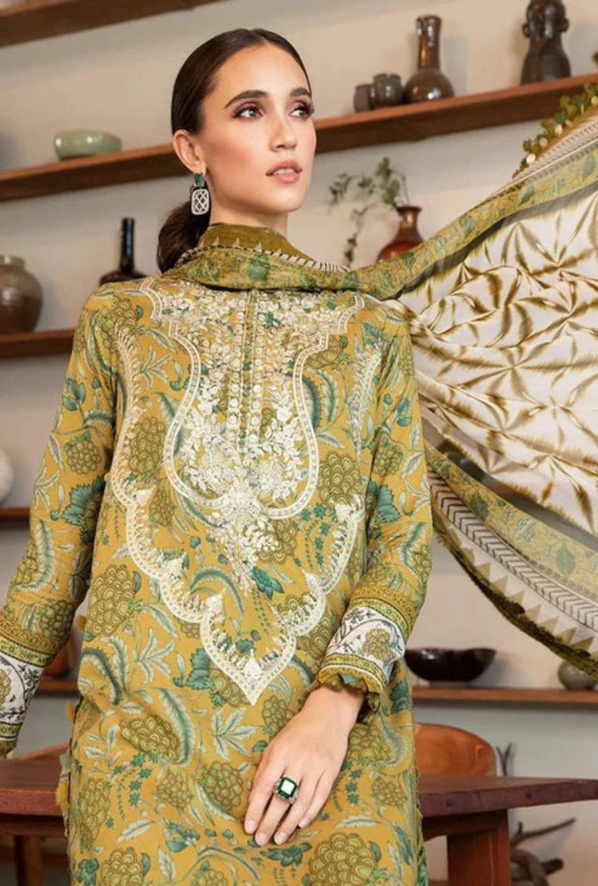 Unstitched 3 Piece Digital Printed Lawn Suit with Printed Lawn Dupatta