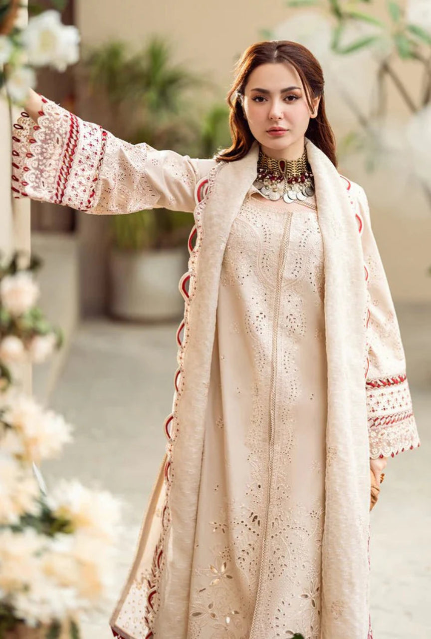 Unstitched 3 Piece Fully Embroidered Chickan Kari Lawn Suit With Emb Cotton Net Dupatta