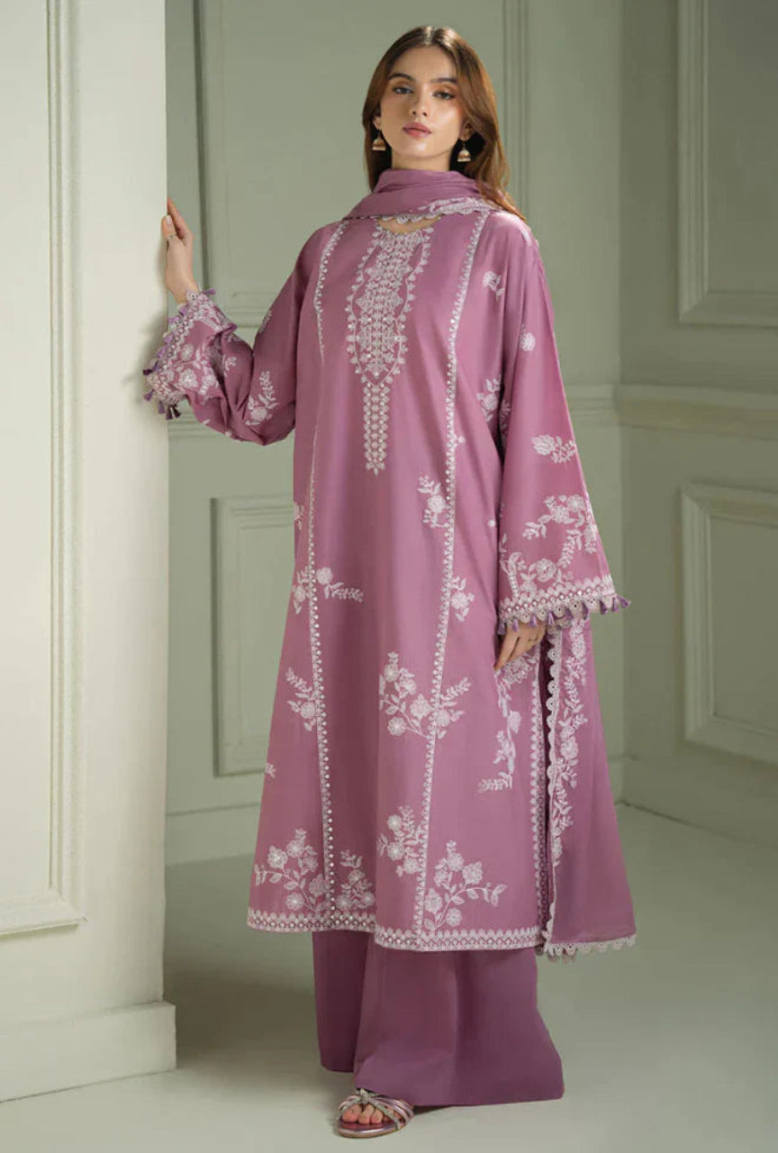 Unstitched 3 Piece Fully Embroidered Dhanak Suit with Embroidered Dhanak Shawl