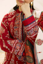Unstitched Heavy Embroidered Dhanak Suit 3 PEC With Printed Wool Shawl