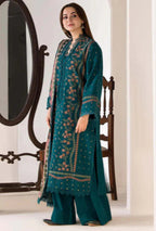 Unstitched Heavy Embroidered Dhanak Suit 3 Piece with Printed Woolen Shawl
